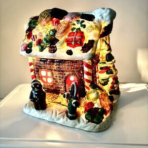 Gingerbread Light Up House Christmas Village Porcelain